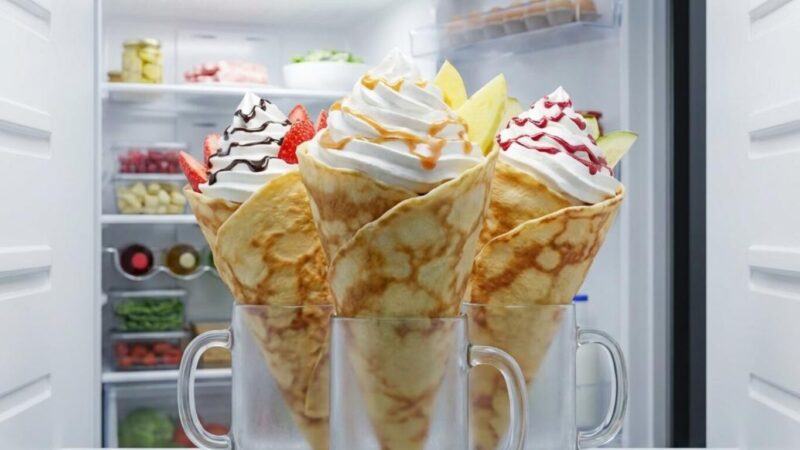 クレープを立てて冷蔵庫に。ai生成