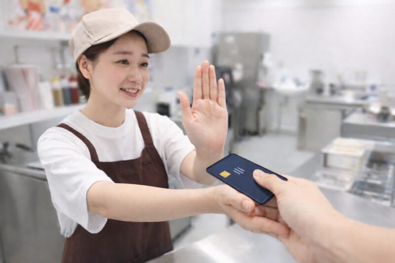 店員が「クレカ利用できません」と断る様子（ChatGPT生成）