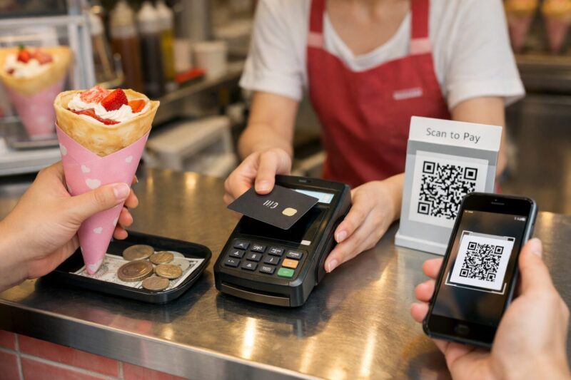 支払いとクレープの手元（ChatGPT生成）